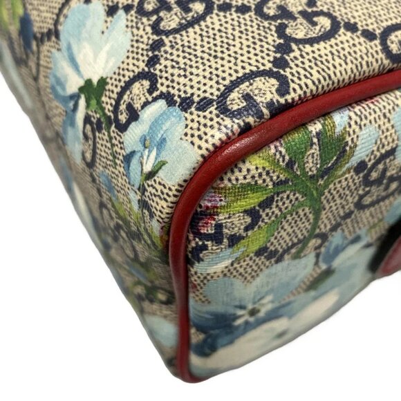 Auth GUCCI GG Blooms 432123 Navy Red Multi PVC Leather Handbag - Picture 4 of 15